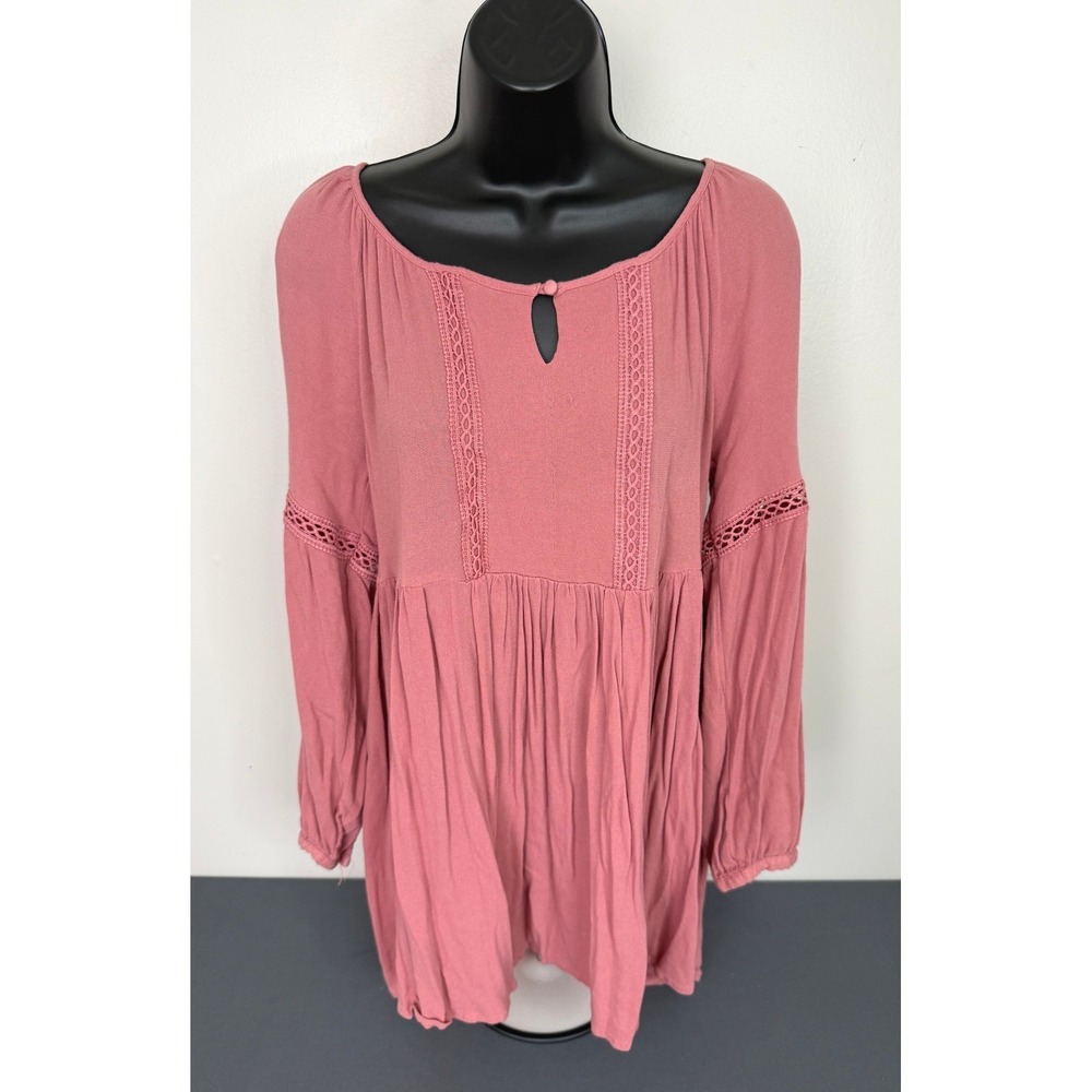 Wild Blue Denim x Sadie Robertson Women's Peasant Top Pink Size Medium Boho